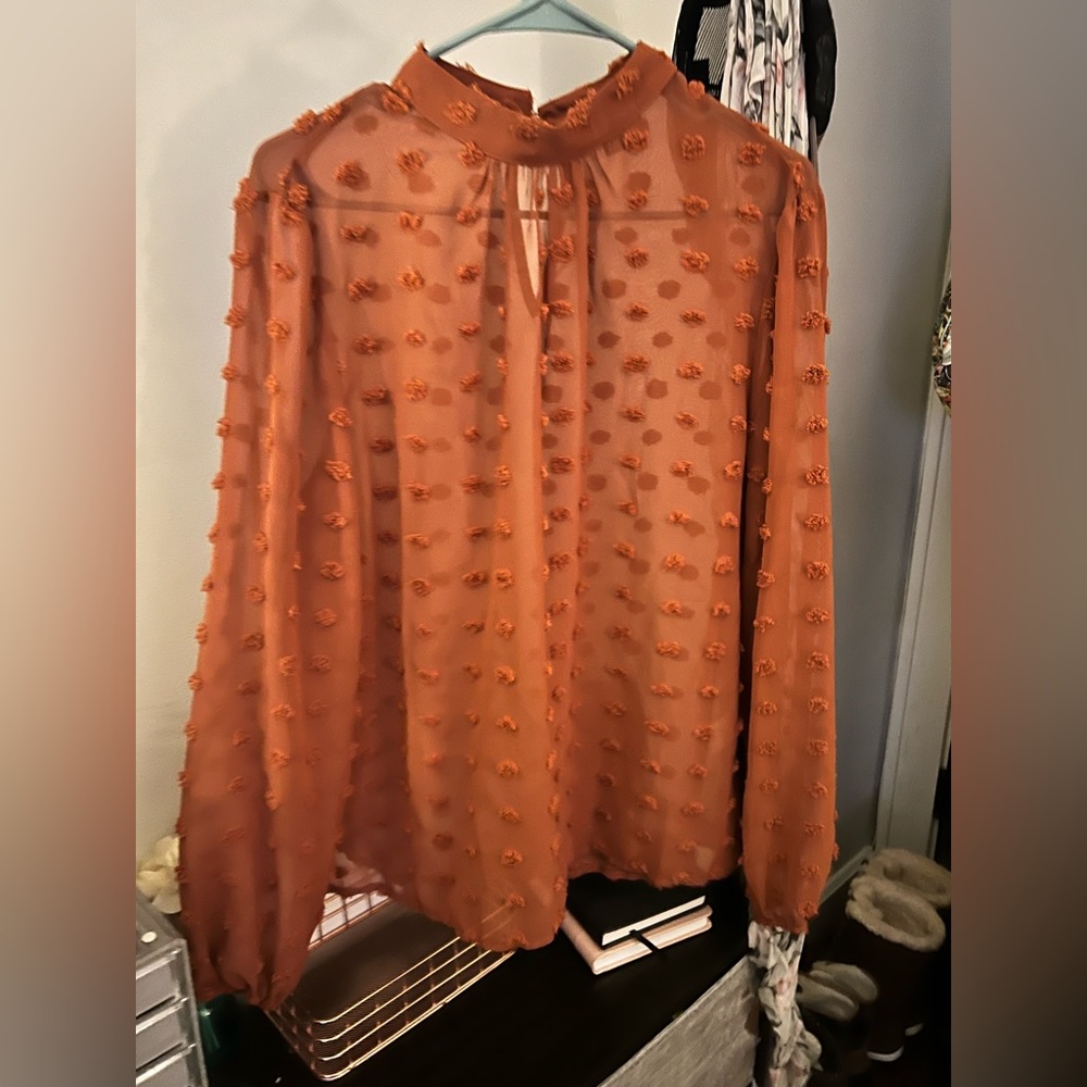 Orange see through blouse